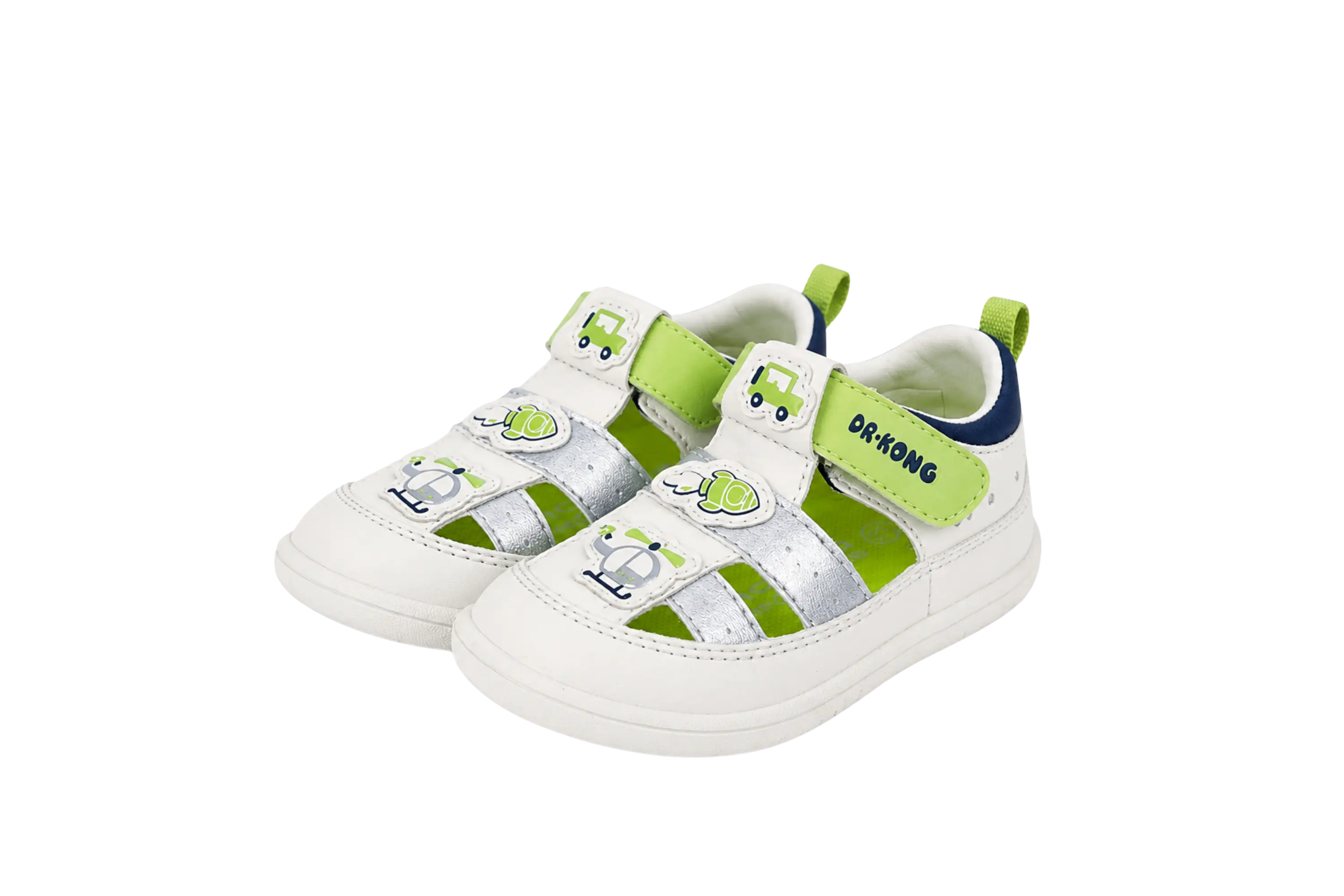 Dr. Kong Lime Pilot toddler boys' shoes in lime green – front view – StepWell UAE