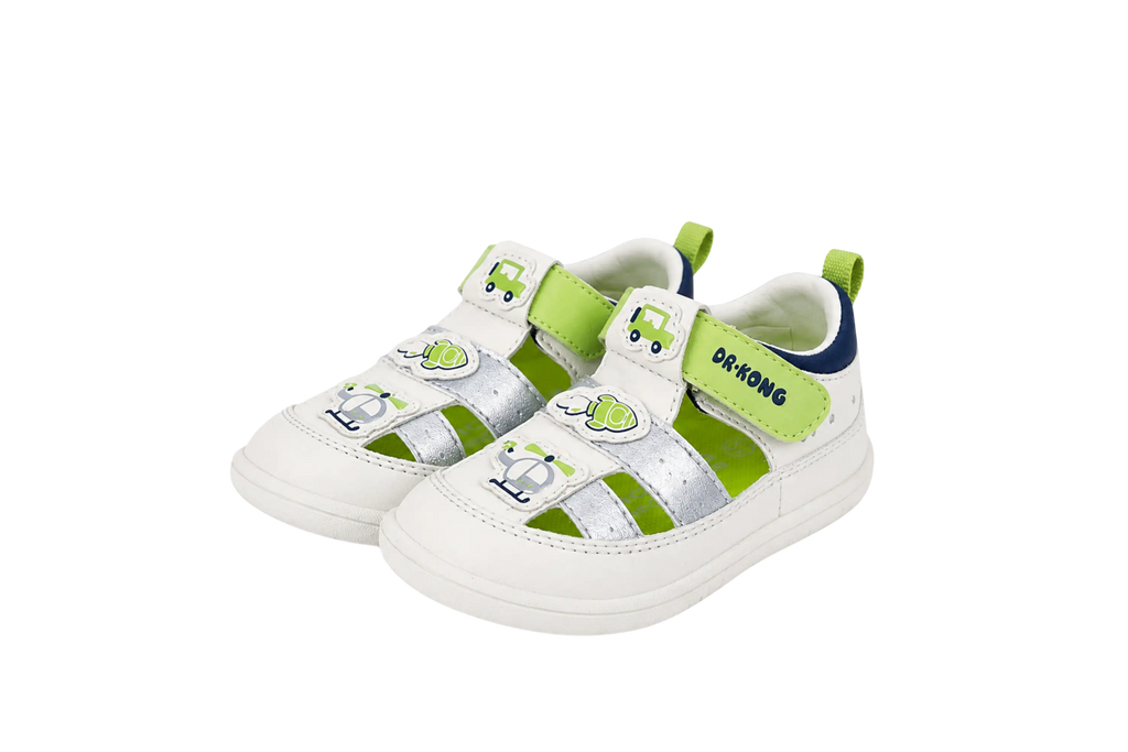 Dr. Kong Lime Pilot toddler boys' shoes in lime green – front view – StepWell UAE