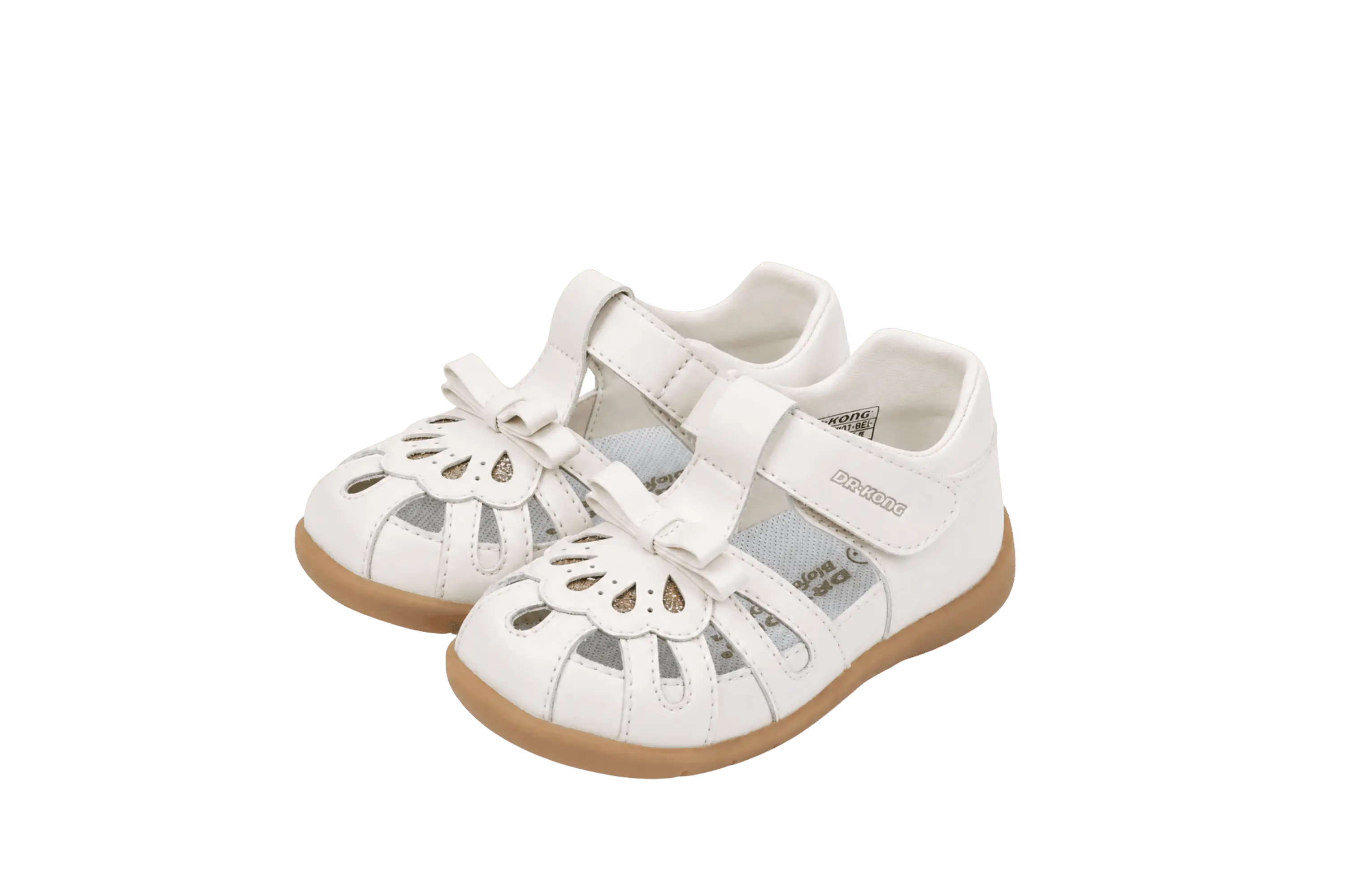 Dr. Kong Little Pearl toddler girls' sandals in white/pearl – front view – StepWell UAE