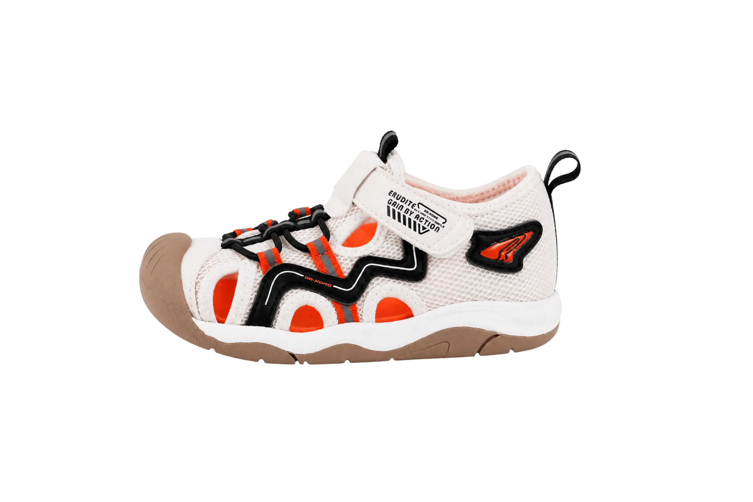 Dr. Kong Orange Storm kids' boys' shoes in orange – side view showing stable heel-support outsole – StepWell UAE